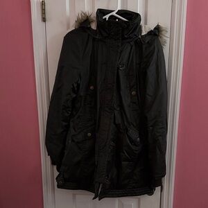 Black Hooded Puffer Coat